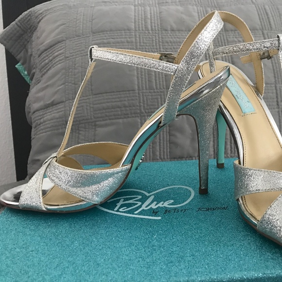WORN ONCE: Betsey Johnson Blue Heels - Picture 2 of 8